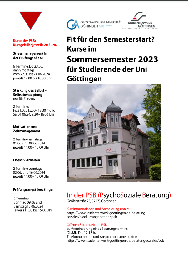 Read more about the article Kurse im Sommersemester 2024 in der Psychosozialen Beratungsstelle des Studentenwerks