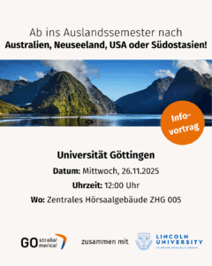 Mehr über den Artikel erfahren WG: Infoveranstaltung: GOstralia!-GOmerica! Auslandssemster in Australien, Neuseeland, USA oder Südostasien