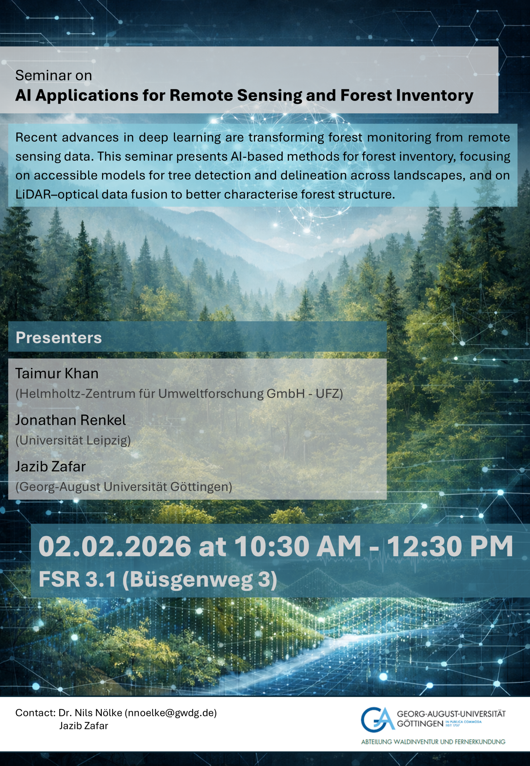 Mehr über den Artikel erfahren Seminar on AI applications for Remote Sensing and Forest inventory